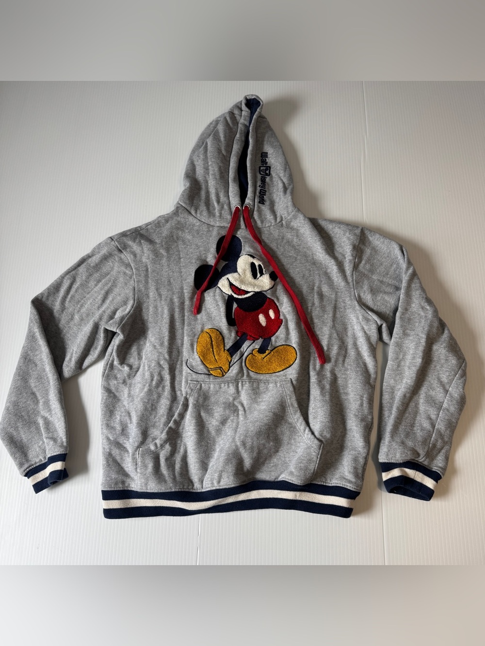 Mickey Mouse Varsity Hoodie Gray Chenille Retro Disney Parks Y2K XS Collegiate